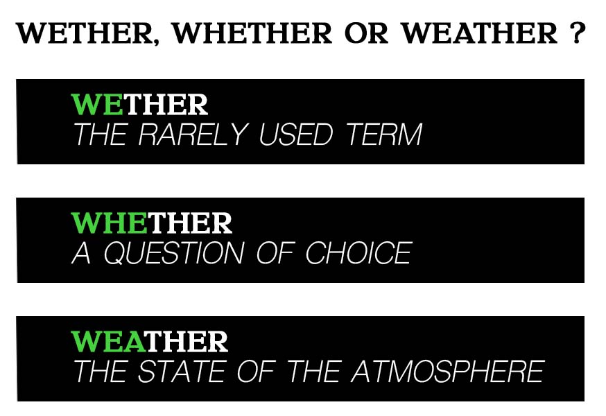 Is it Wether, Whether, or Weather?